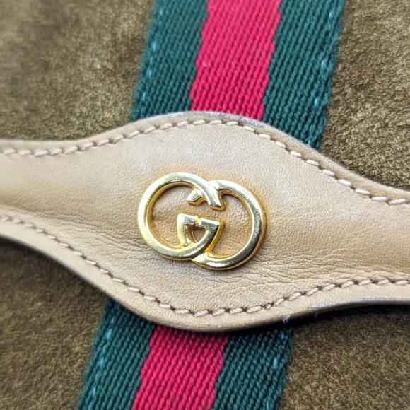 🔴SOLD🔴Gucci Vintage Flap Sherry Line Clutch bag Handbag Suede - Picture 4 of 17